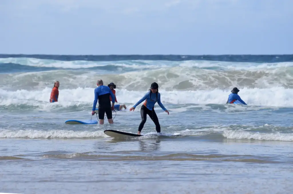 Lady Surfing in the Waves 