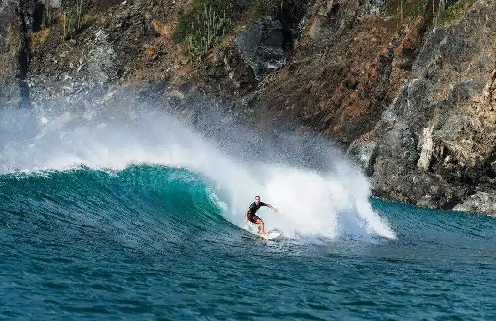 Man Surfing in Big Waves 